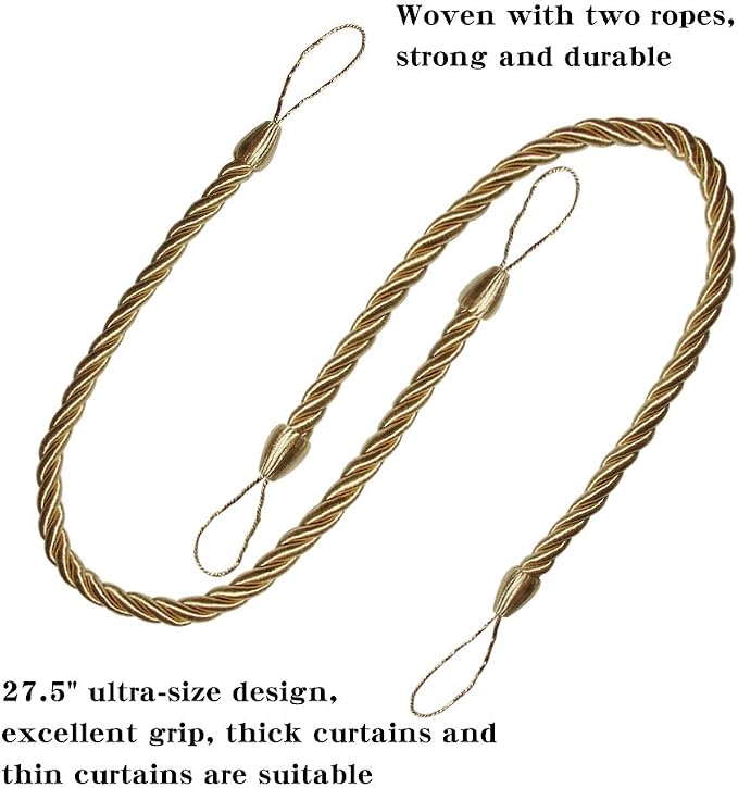 BEL AVENIR Curtain Rope Tiebacks, Drapery Rope Holdbacks - Image 3