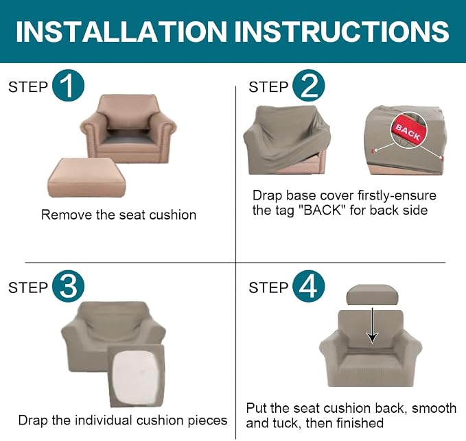 Turquoize 2 Piece Chair Covers Chair Slipcovers - Image 6
