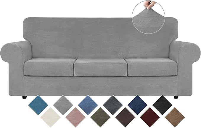 WEERRW 4 Pieces Velvet High Stretch Couch Covers by WEERRW