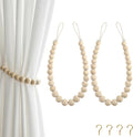Hion 2 Pcs Boho Curtain Tiebacks, Wood Beads Curtain Holdbacks, Outdoor by Hion