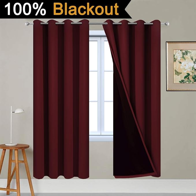 Yakamok 100% Blackout Curtains 72 Inches Long, 2 Thick Layers Completely - Image 2