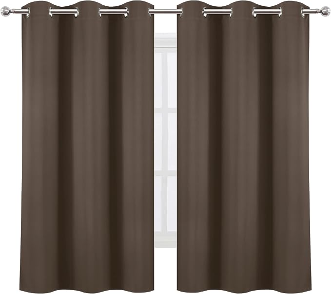 LEMOMO Chocolate Brown Blackout Curtains 42 x 63 Inch Length/Set of 2 Curtain - Image 2