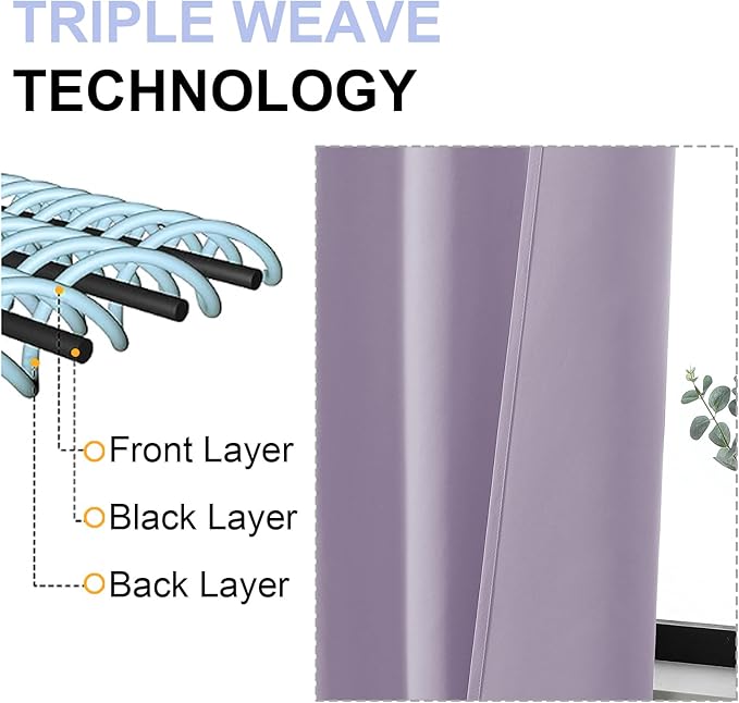 Simplebrand Ava Lilac Short Blackout Curtains - Image 5