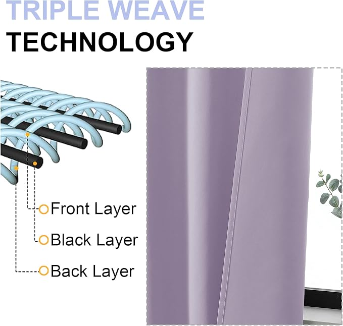 Simplebrand Ava Lilac Blackout Curtains - Image 5