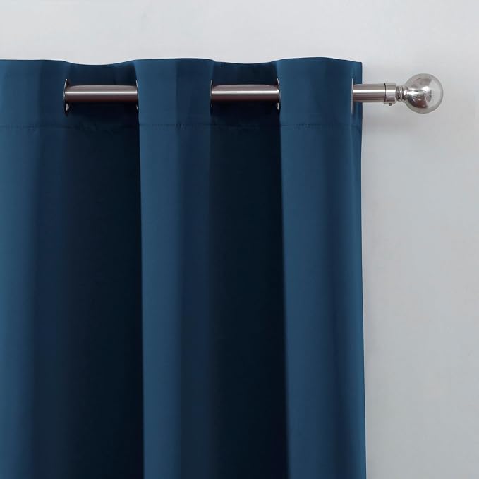 LEMOMO Blackout Curtains 66 x 72 Inch Long Navy Blue Curtains Set of 2 Panels - Image 6