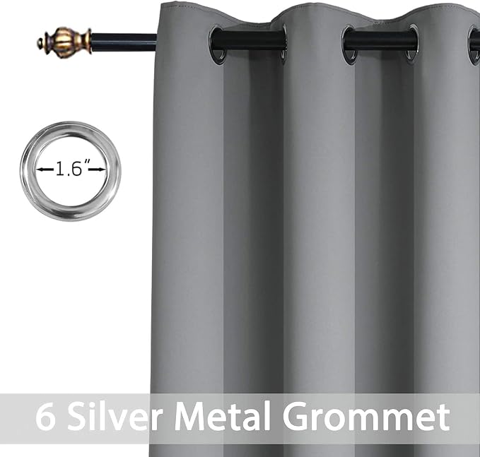 Yakamok 63 Inch Length Grey Blackout Curtains - Image 2