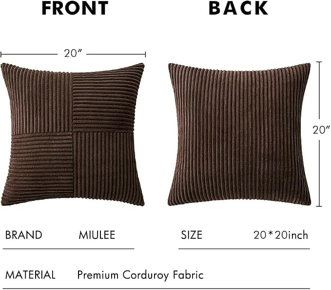 MIULEE Dark Brown Decorative Throw Pillow Covers 20x20 Inch - Image 6
