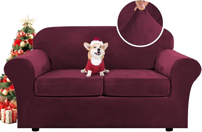 H.VERSAILTEX Real Velvet Plush 3 Piece Stretch Sofa Covers Couch Covers by HVERSAILTEX