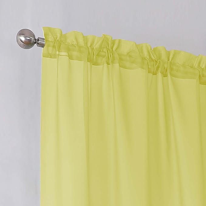 Simplebrand Lemon Short Sheer Curtains 45 Inch Length - Image 4