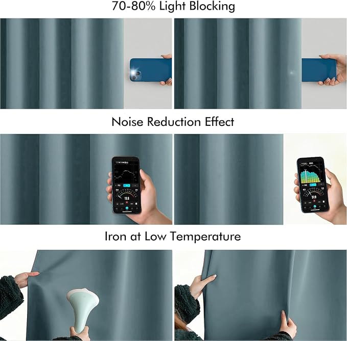 MIULEE Greyish Blue Back Tab Blackout Curtains 84 Inch Length 2 Panels Set - Image 5