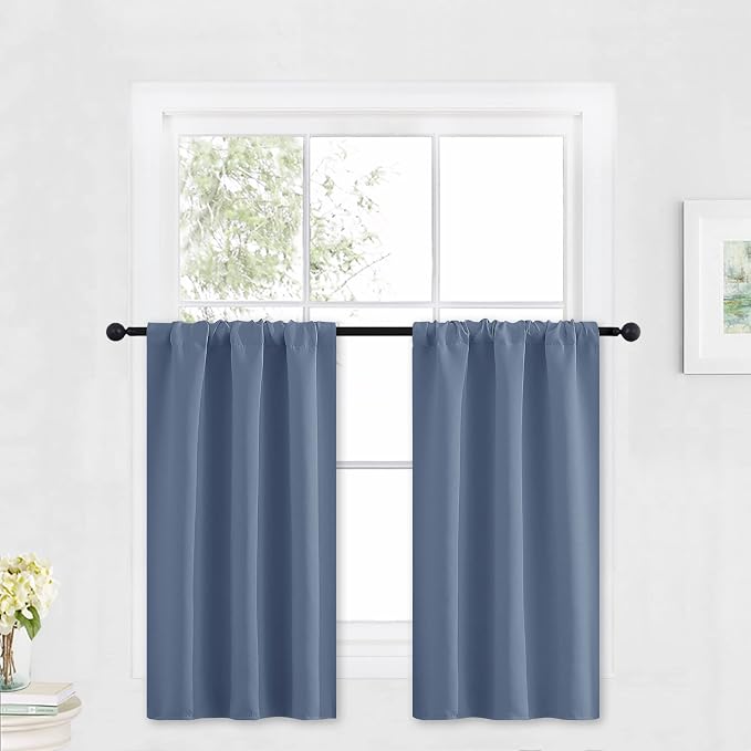 RYB HOME Kitchen Blackout Curtains Over Sink 36 inch Length, Rod Pocket Summer by RYBHOME