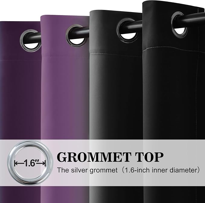 Yakamok Blackout Ombre Purple and Black Curtains - Image 3