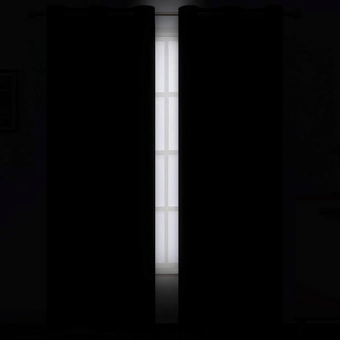 Black Thermal Blackout Curtains/38 x 84 Inch/Set of 2 Panels Room Darkening - Image 3