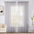MIULEE 2 Panels Solid Color Sheer Window Curtains Elegant Window Voile by MIULEE
