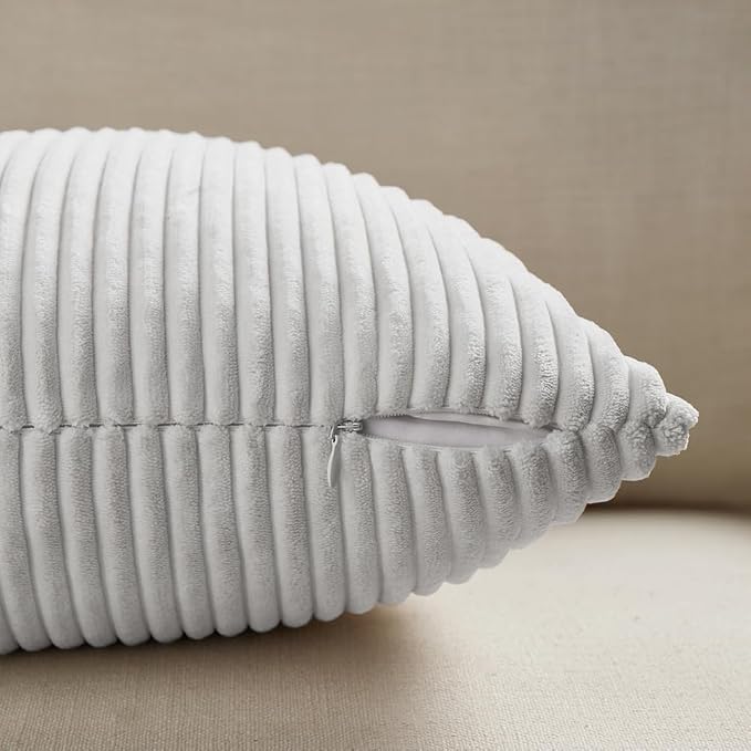 Fancy Homi 2 Packs White Lumbar Decorative Throw Pillow Covers 12x20 Inch - Image 4