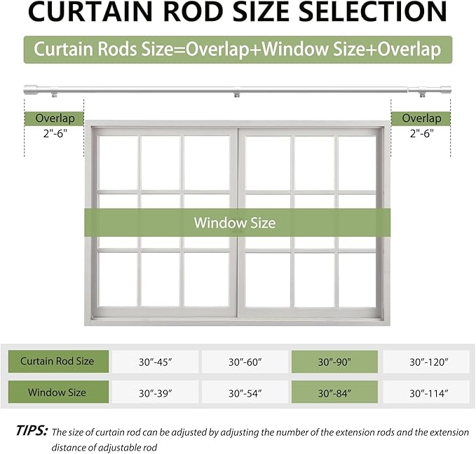 5/8” Diameter Curtain Rods 30-90 Inch, - Image 2