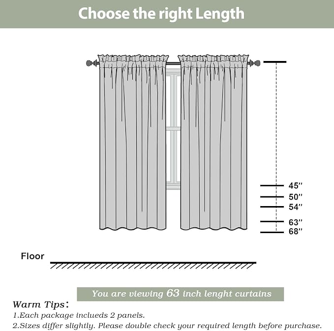 OWENIE Sheer Curtains 63 inch Length 2 Panels Set, Rod Pocket Voile Fimly Sheer - Image 6