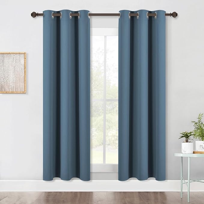 NICETOWN Blackout Window Curtains 70" L, 2 Panels, 34 inch, Smoky Blue by NICETOWN