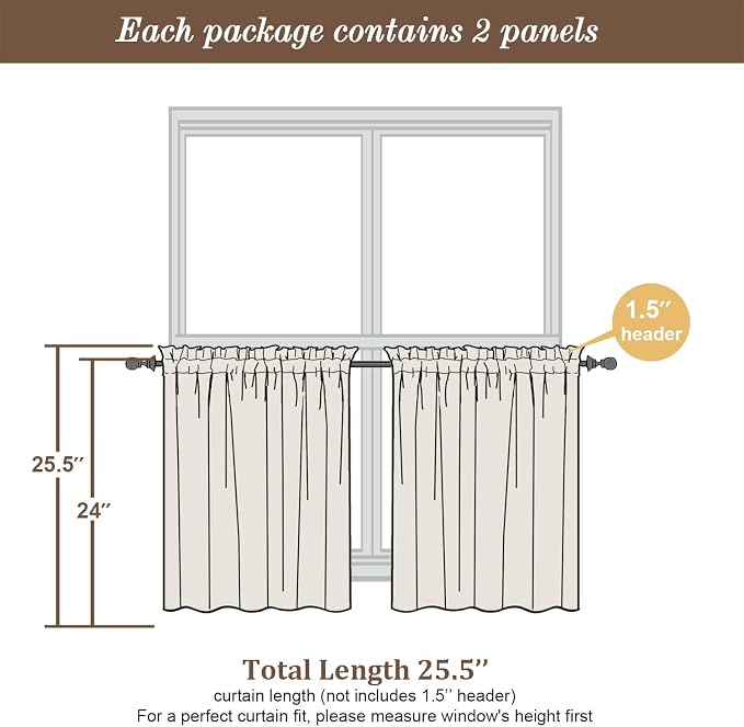 Chyhomenyc White Sheer Curtains 24 Inch Length, Light Filtering Leaf Tufted - Image 4