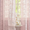 YJ YANJUN Vintage Lace Curtains 84 Inches Long- Pretty Pastel Floral Pink Sheer by YJYANJUN