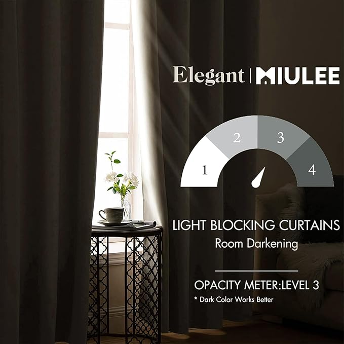 MIULEE Blackout Room Darkening Curtains Thermal Insulated Drapes Solid Window - Image 2