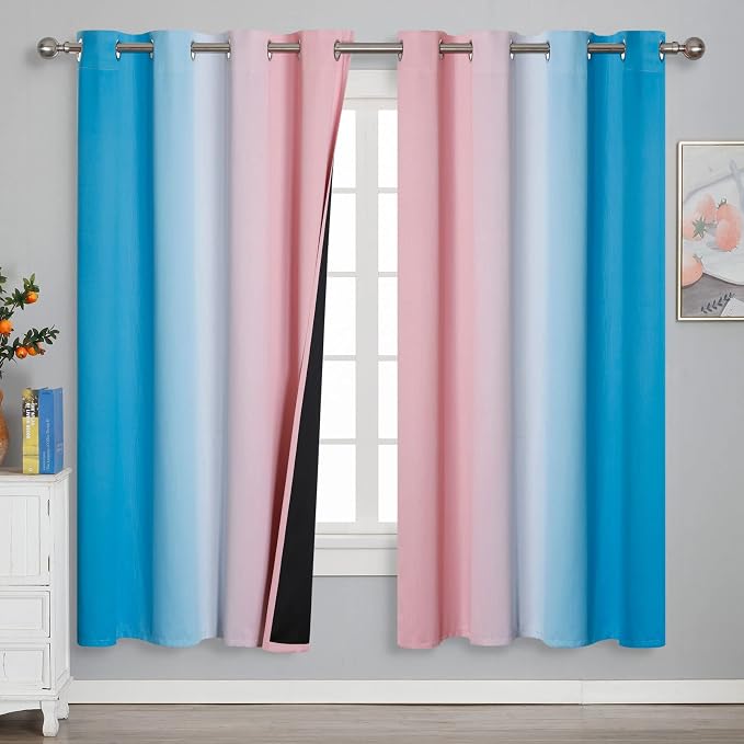 Estelar Textiler Ombre Pink and Blue Blackout Curtains 72 Inch Length 2 Panels by ESTELARTEXTILER