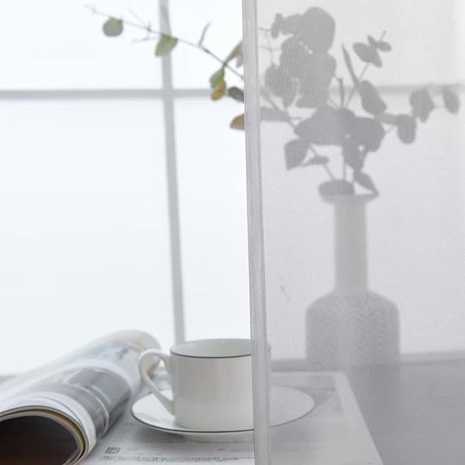 SpaceDresser Basic Rod Pocket Sheer Voile Window Curtain Panels Silver Grey 1 - Image 6