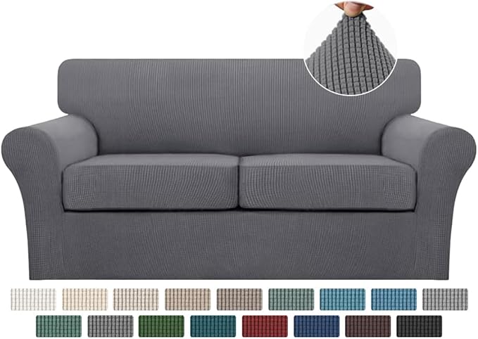 Turquoize 3 Piece Sofa Covers for 2 Cushion Couch Sofa Slipcover Soft Couch by Turquoize