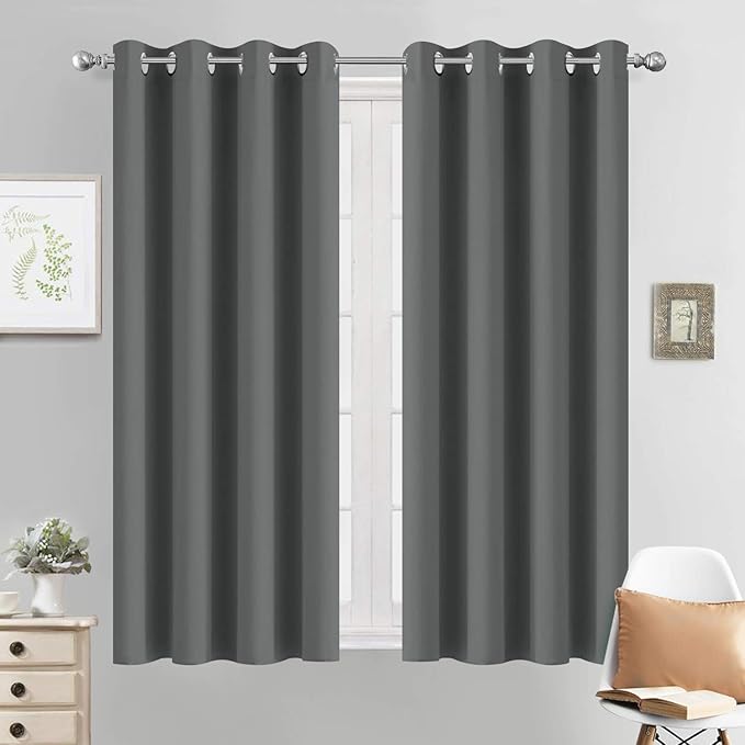 Yakamok Room Darkening Dark Gray Blackout Curtains Thermal Insulated Grommet by Yakamok