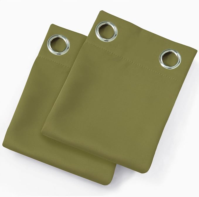 LEMOMO Blackout Curtains 52 x 120 Inch Long Olive Green Curtains Set of 2 - Image 9
