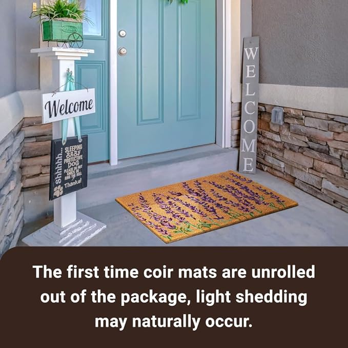 KANKUN Coco Coir Door Mat with Heavy Duty Backing, Welcome Doormat, Doormat - Image 6