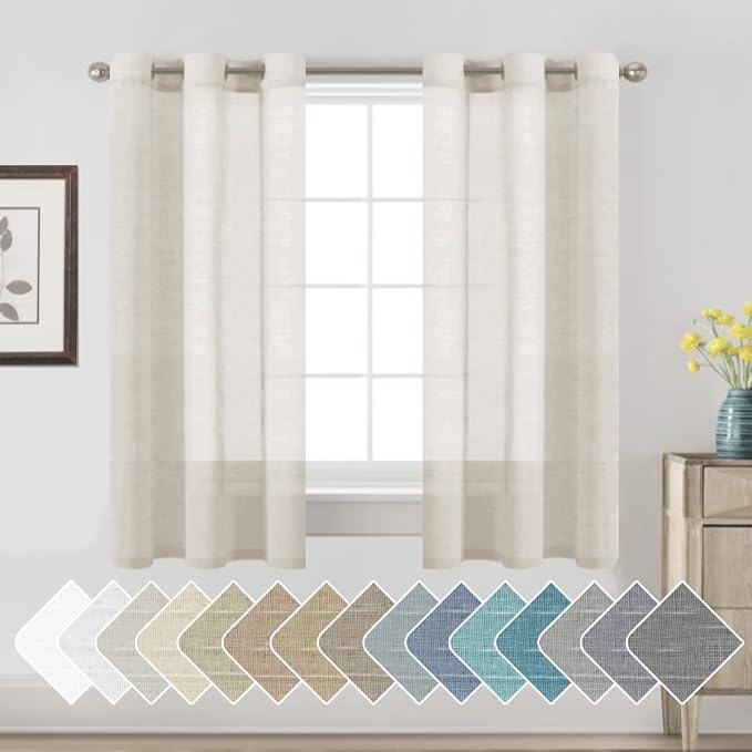 H.VERSAILTEX Linen Curtains Nickel Grommet Natural Linen Semi-Sheer Curtains 2 by HVERSAILTEX