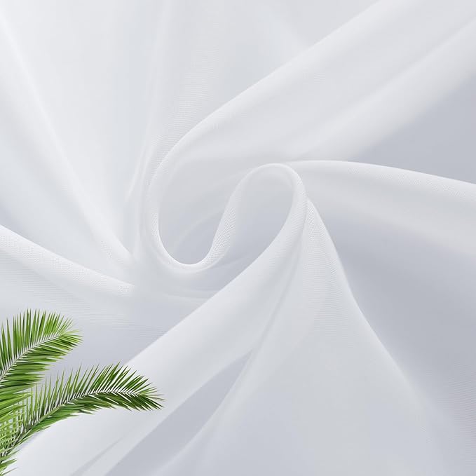 SpaceDresser White Kitchen Sheer Valance Curtains 30 Inch, Voile Sheer Cafe - Image 5
