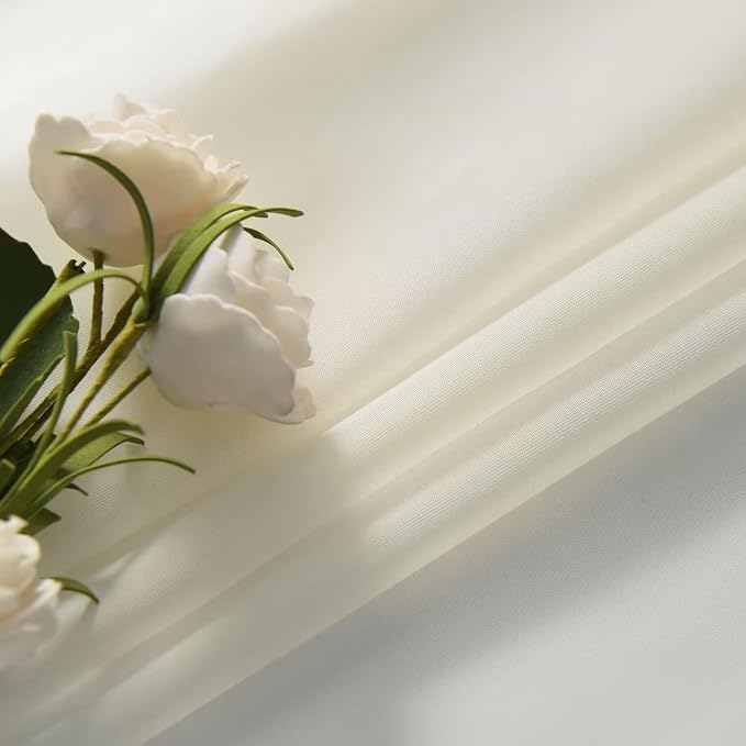SpaceDresser Basic Rod Pocket Sheer Voile Window Curtain Panels Ivory 1 Pair 2 - Image 4