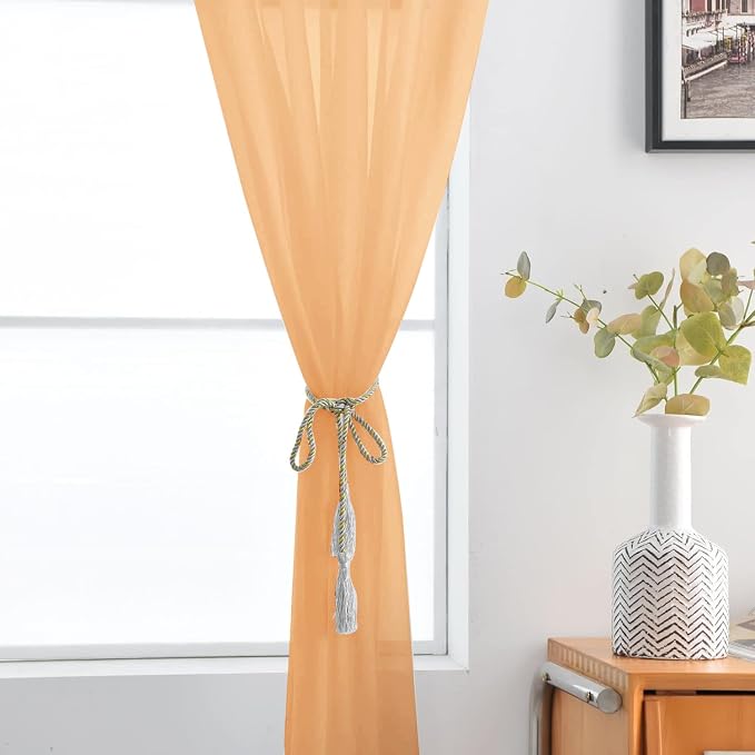 SpaceDresser Sheer Voile Window Treatment Rod Pocket Curtain Panels - Image 6