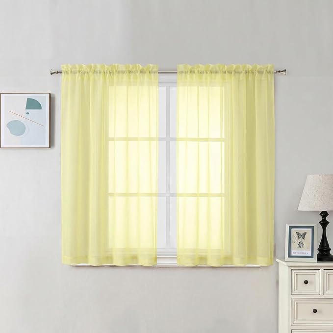 Chyhomenyc Sheer Curtains 45 Inch Long 2 Panels by Chyhomenyc