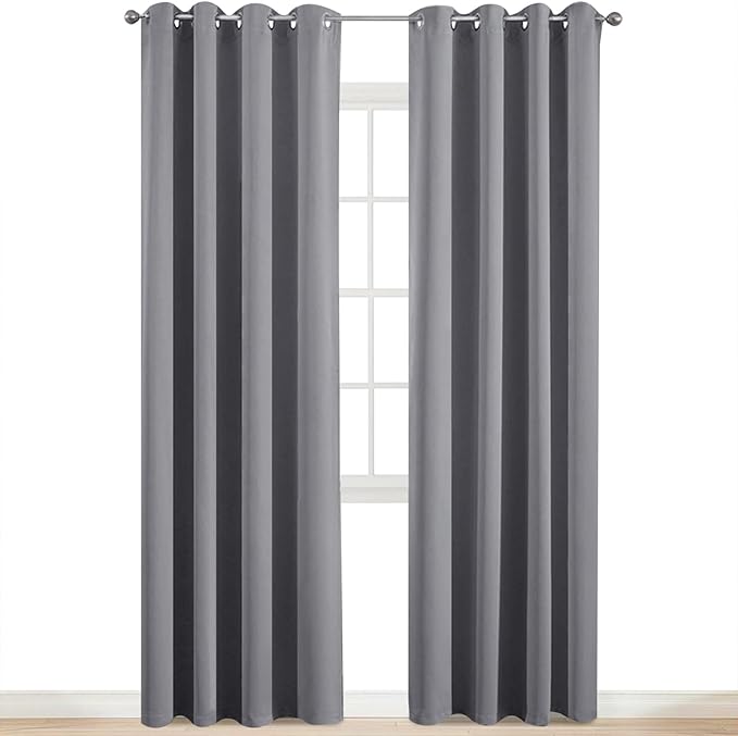 Yakamok Room Darkening Gray Blackout Curtains 84 Inch Long Light Blocking - Image 2