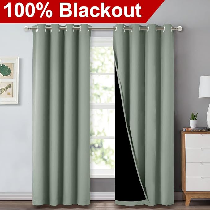 NICETOWN 100% Blackout Window Curtain Panels, Cold and Full Light Blocking - Image 2
