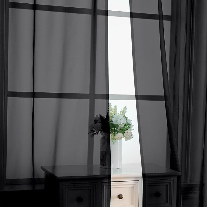 OVZME Black Sheer Curtains 78 Inches Long 2 Panels - Image 5