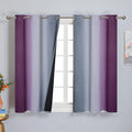 Purple and Grey Blackout Curtains 45 Inches Long, Ombre and Wavy Line Pattern by ESTELARTEXTILER