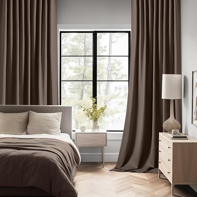 MIULEE Chocolate Brown Back Tab Blackout Curtains 102 Inch Long 2 Panels Set - Image 2