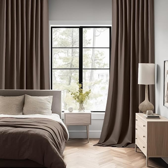 MIULEE Chocolate Brown Back Tab Blackout Curtains 108 Inch Long 2 Panels Set - Image 2
