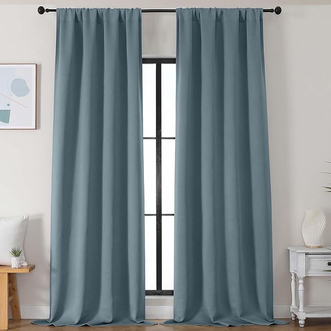 Simplebrand Stone Blue Blackout Curtains by Simplebrand