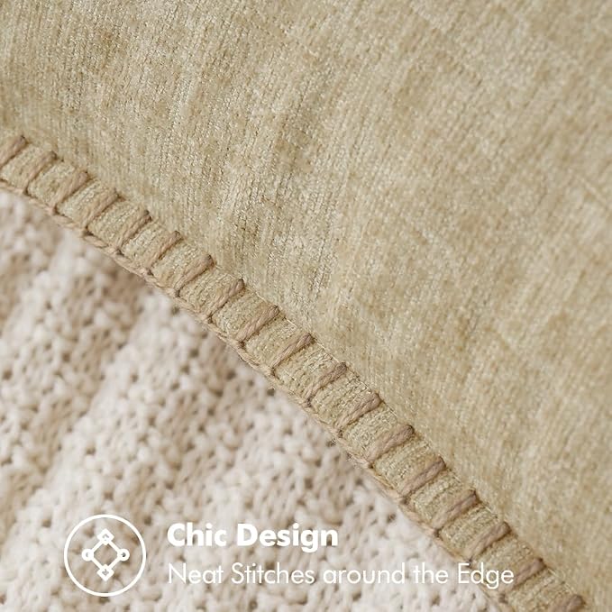 MIULEE Pack of 2 Couch Throw Pillow Covers 26x26 Inch Beige Farmhouse - Image 2