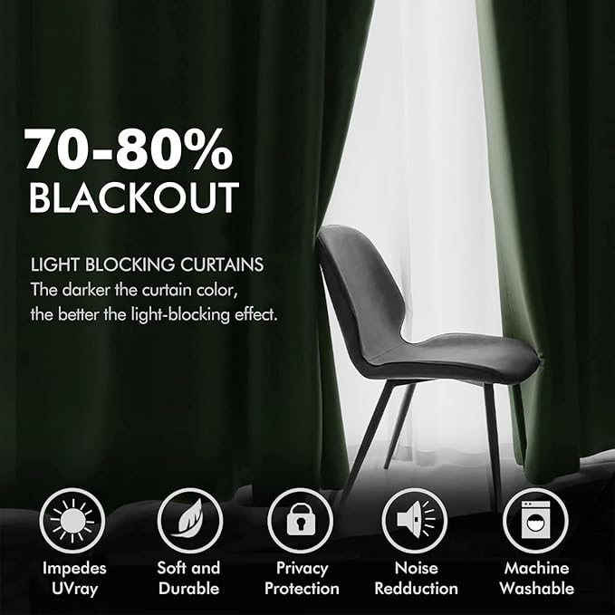 MIULEE Velvet Curtains Olive Green Extra Long Elegant Grommet Curtains Thermal - Image 4