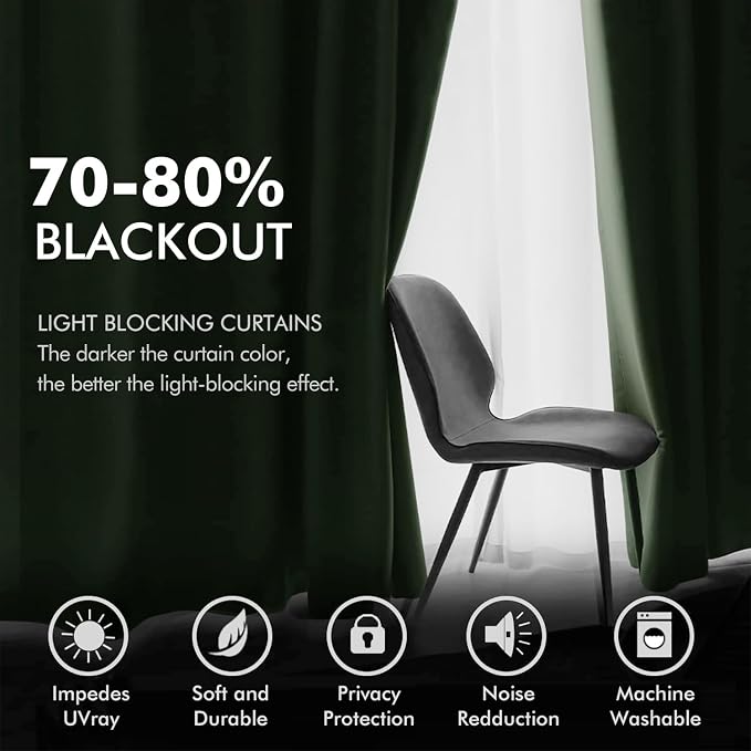 MIULEE Velvet Curtains Olive Green Elegant Grommet Curtains Thermal Insulated - Image 4