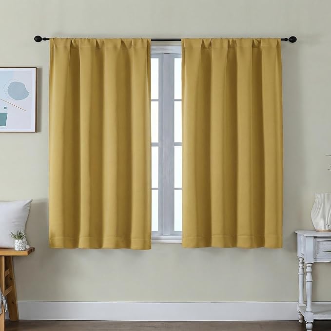 Simplebrand Ava Bright Gold Short Blackout Curtains by Simplebrand