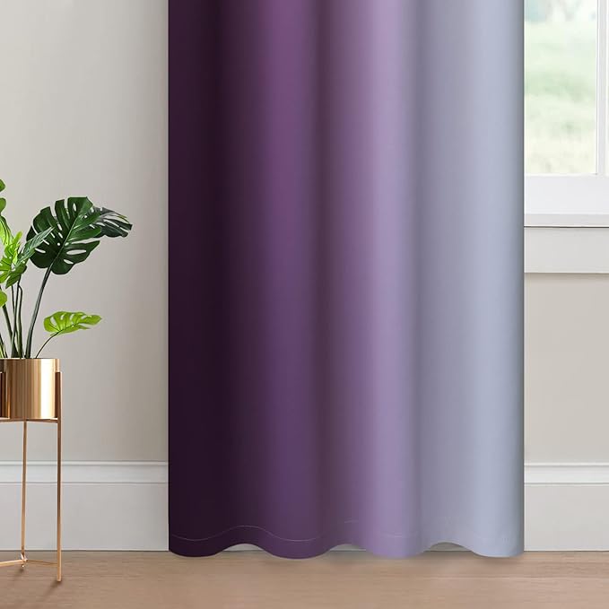 Yakamok Room Darkening Gradient Color Ombre Curtains, Light Blocking Thermal - Image 4