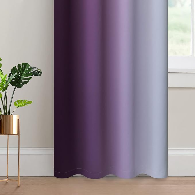 Yakamok Room Darkening Ombre Curtains 84 Inch Length, Light Blocking Grommet - Image 4
