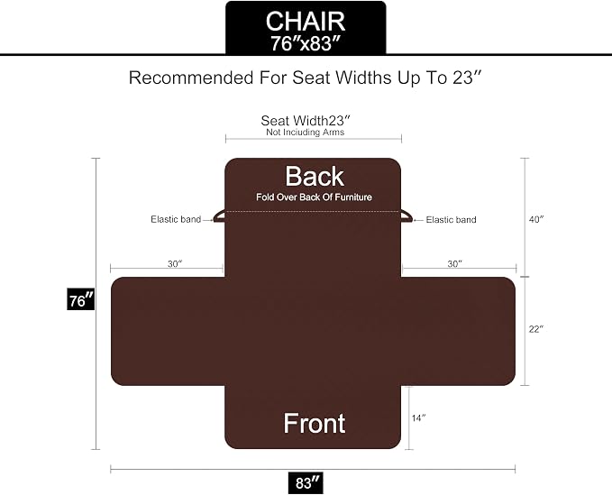 U-NICE HOME Reversible Recliner Chair Covers, Dark Blue/Light Grey | - Image 6